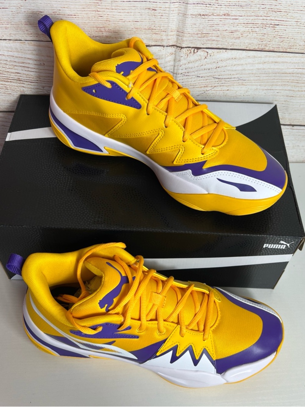 Puma Yellow & Purple Men's Basketball Sneakers - Picture 4 of 10